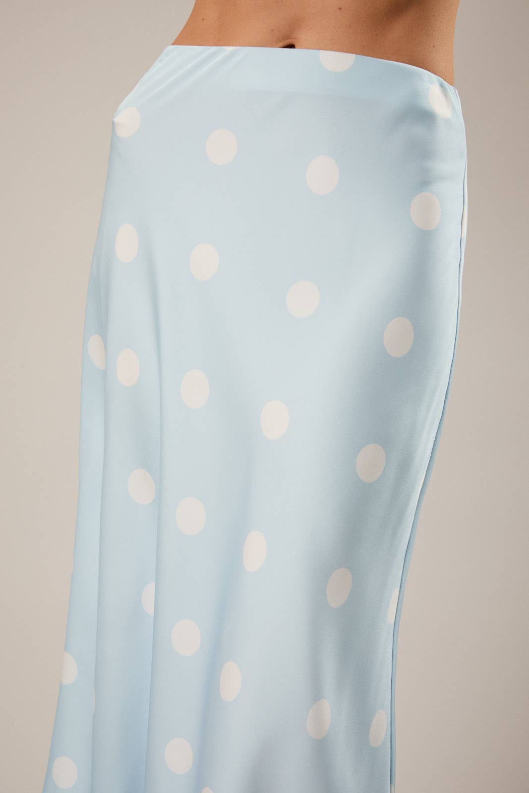 Polka Dot Satin Midi Skirt