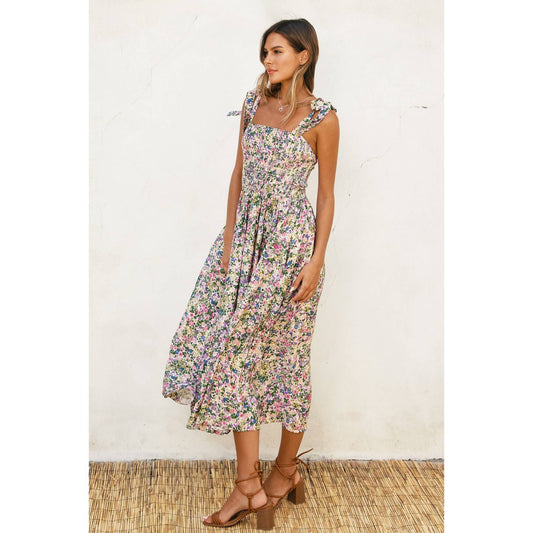Floral Smocked Midi Dress