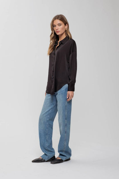 Eden Pinstripe Button-Down Top