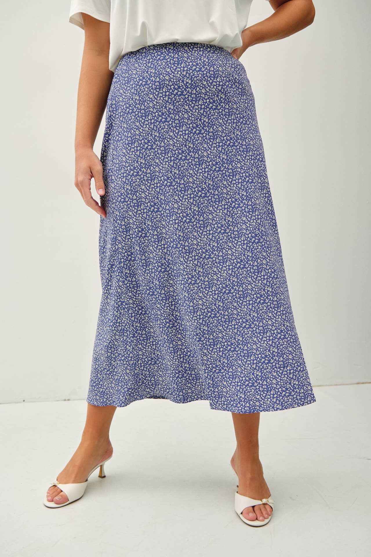 Plus Floral Midi Skirt