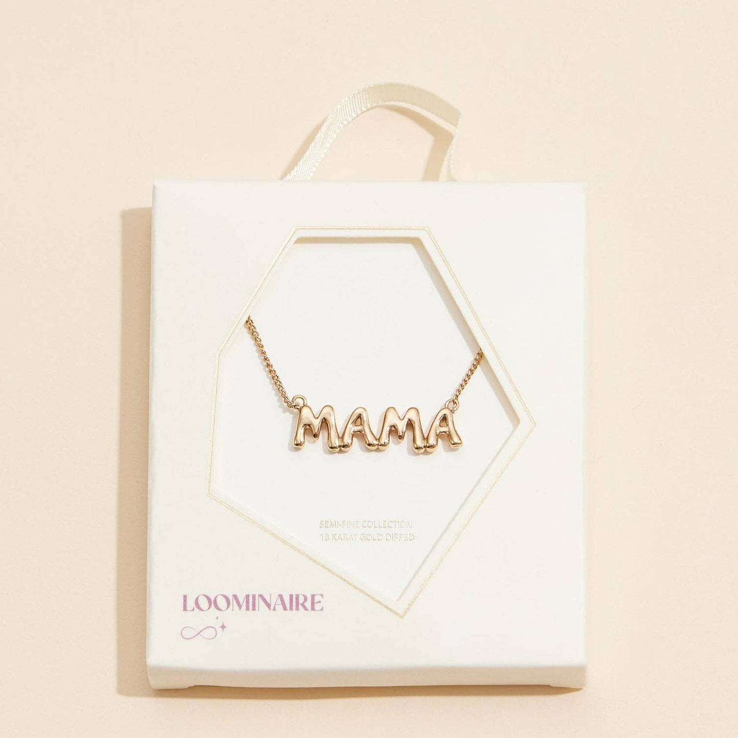 Bubble "MAMA" 18K Gold Dip Necklace