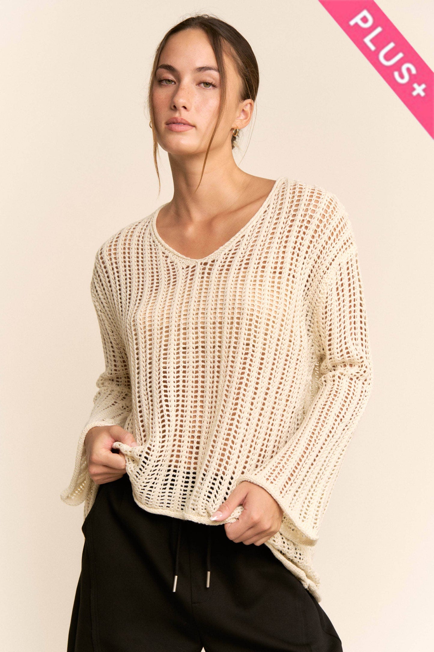 Plus Sandbar Open Knit Top