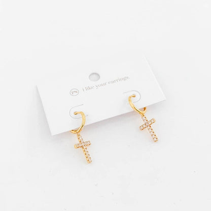 Taryn Diamond Cross Earrings | WATERPROOF