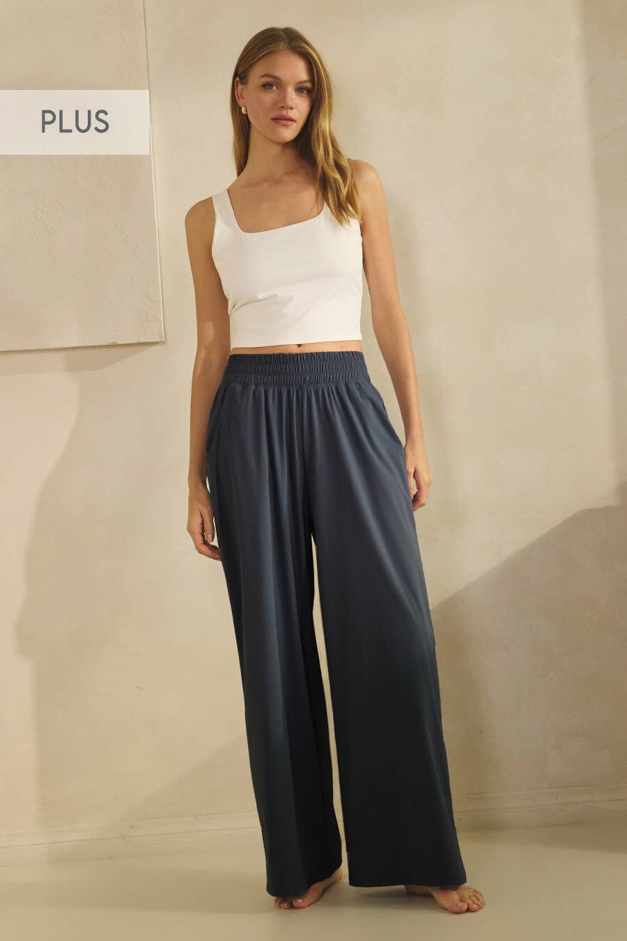 Plus Stretch Wide-Leg Pants