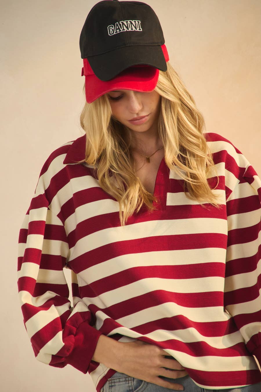 Plus Striped Ottoman Pullover