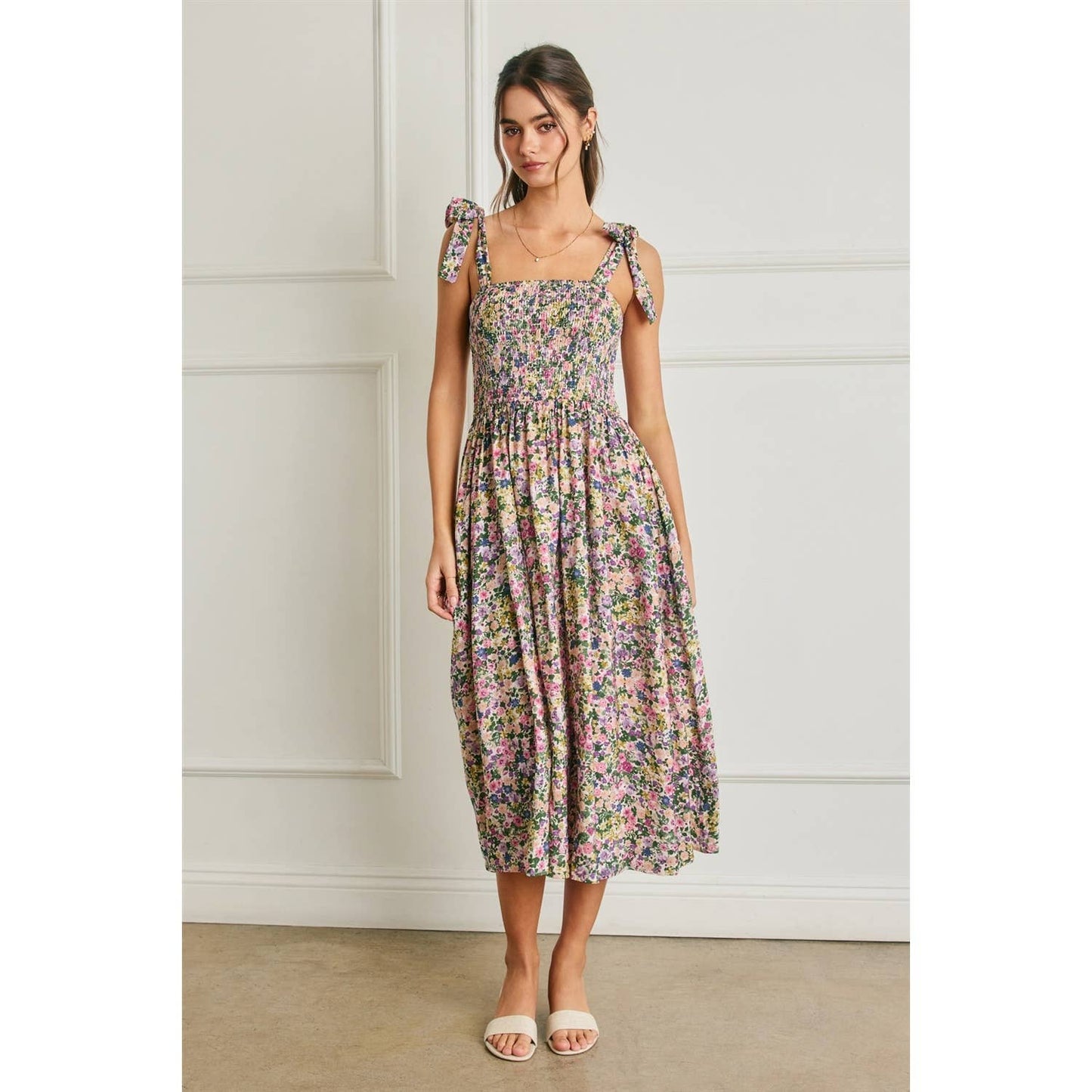 Floral Smocked Midi Dress