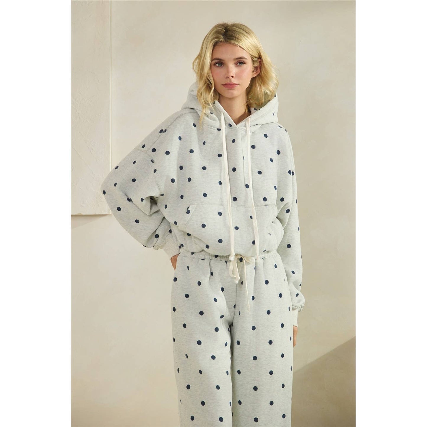 Polka Dot Knit Hoodie