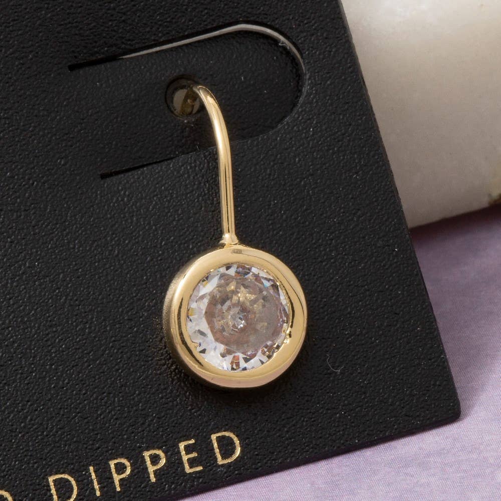 Radiant Round Bezel Drop Earrings