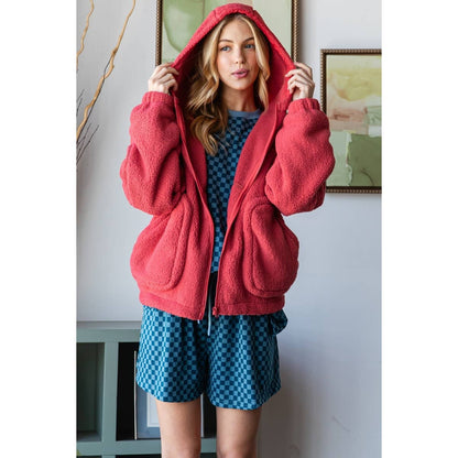 Oversized Teddy Bear Zip-Up Hoodie