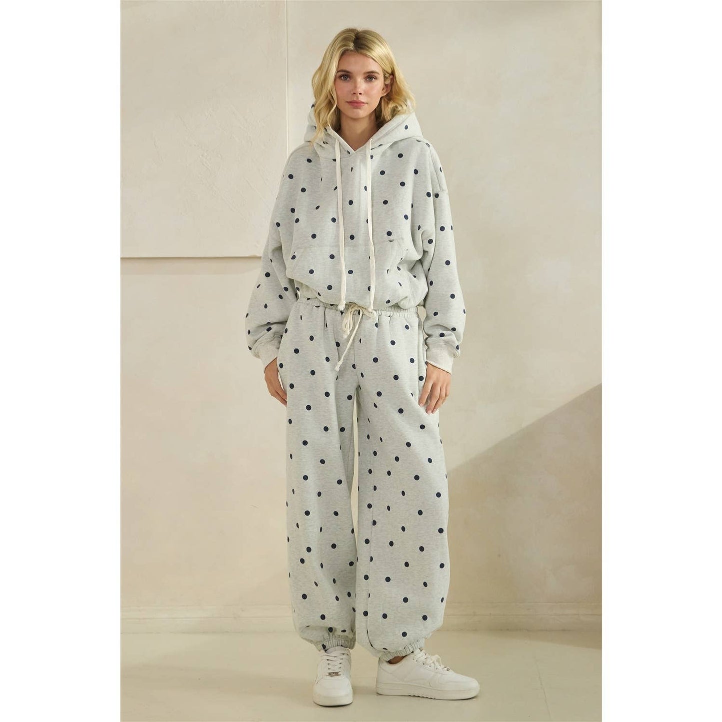 Polka Dot Knit Hoodie