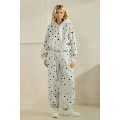 Polka Dot Knit Hoodie