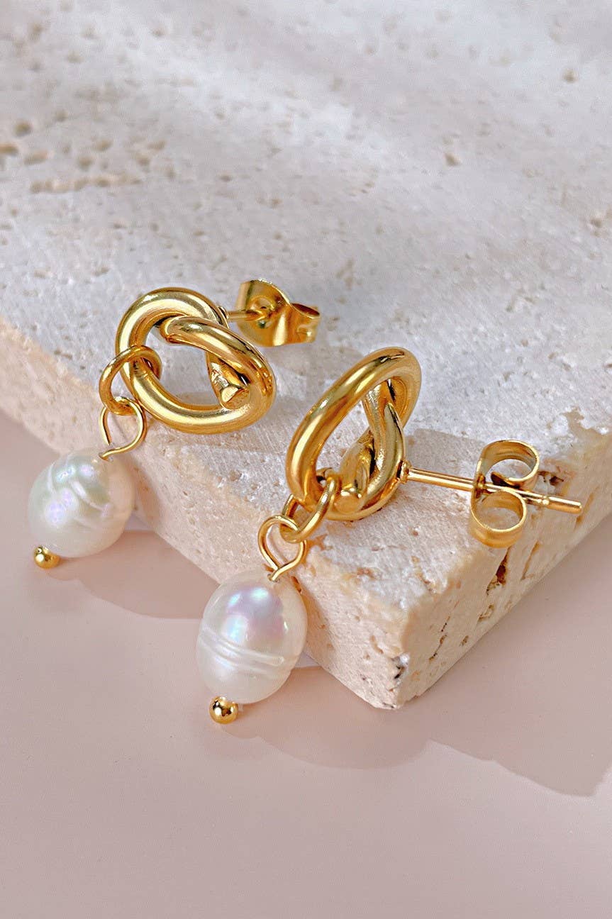 Golden Tide Pearl Earrings