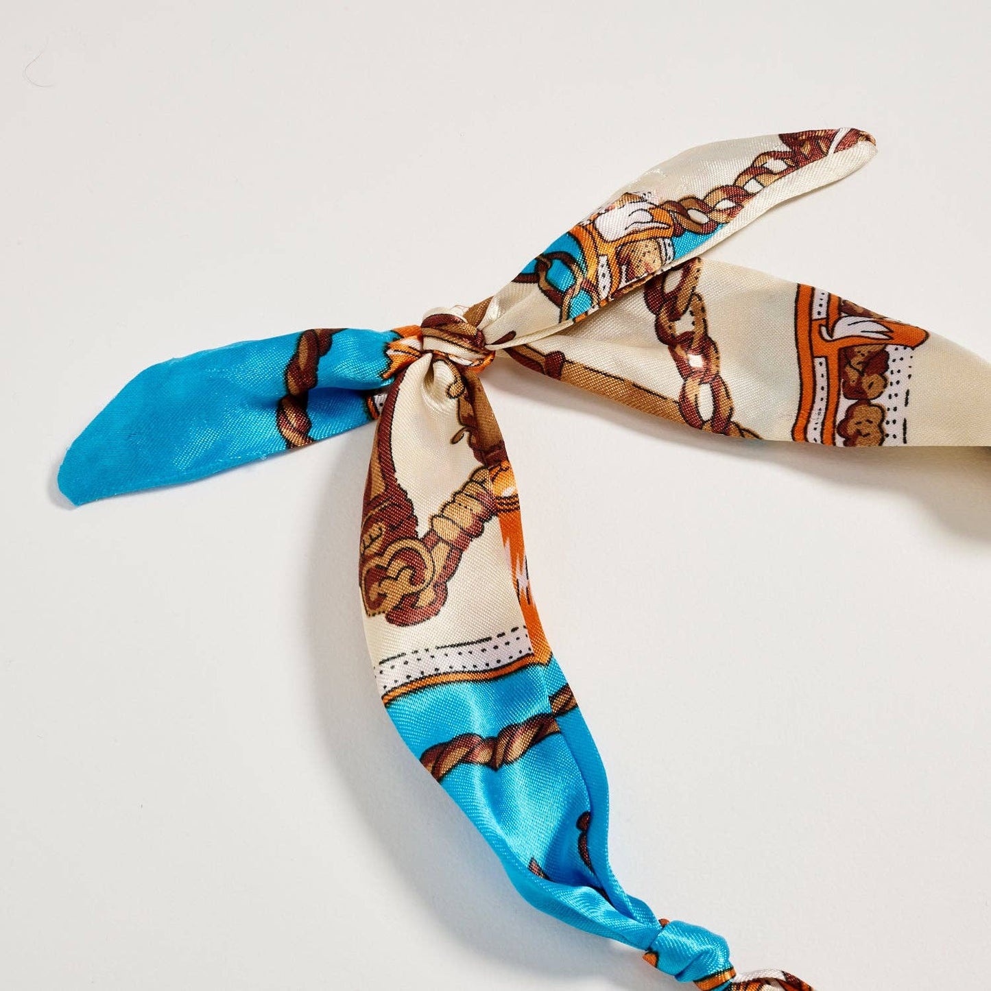 Blue & Ivory Charm Scarf Necklace
