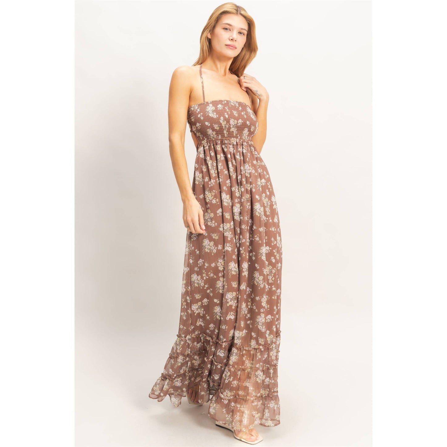 Smocked Floral Maxi Dress