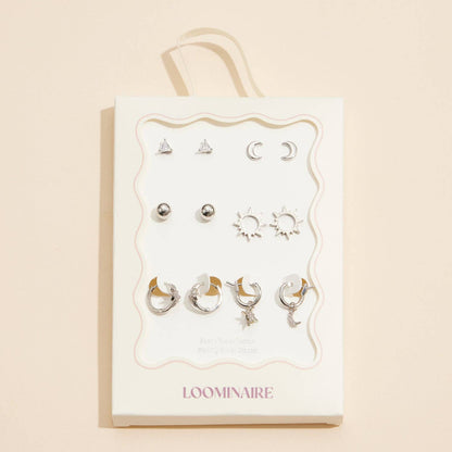 12-Piece Celestial Charm Earring Set in Sterling Silver