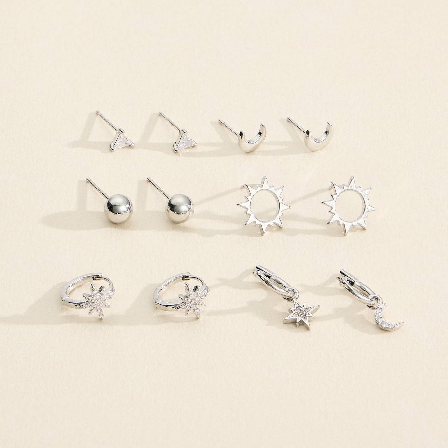 12-Piece Celestial Charm Earring Set in Sterling Silver