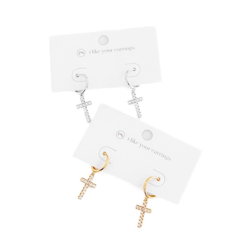 Taryn Diamond Cross Earrings | WATERPROOF