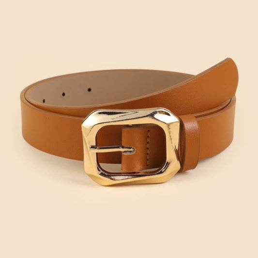 Textured Angled Rectangle Buckle Belt