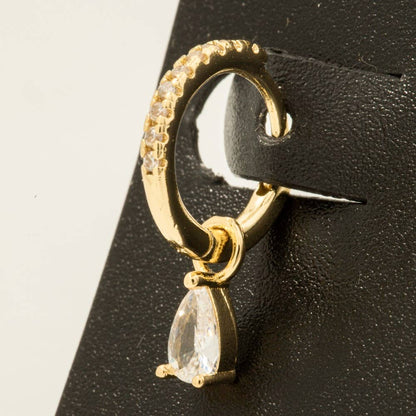 Gold Dipped Pave And Tear Gem Hoop Earrings
