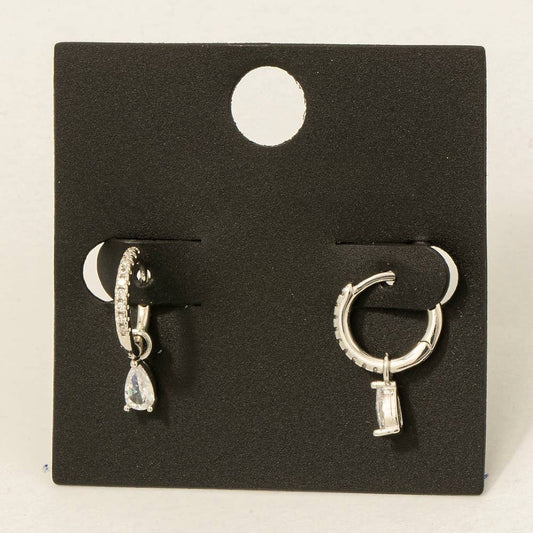 Gold Dipped Pave And Tear Gem Hoop Earrings
