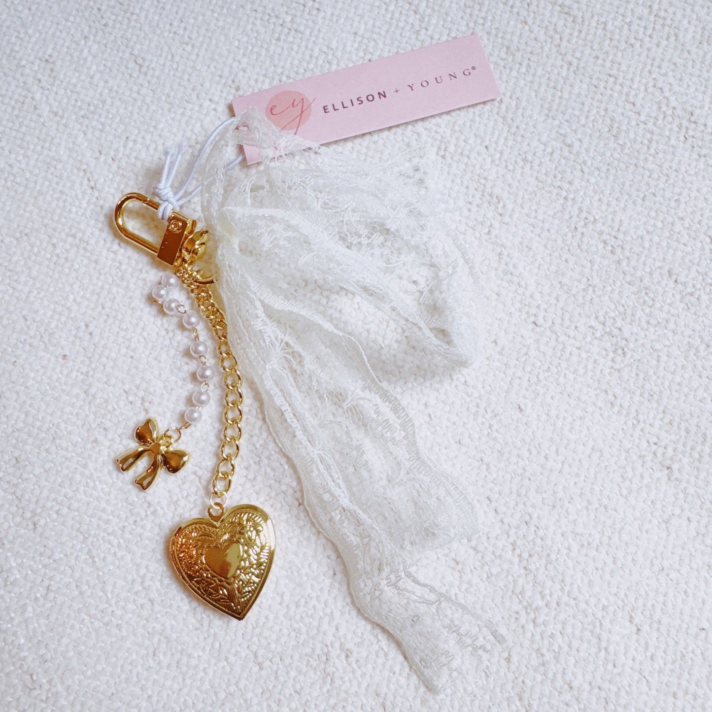 Lace & Love Heart Bag Charm