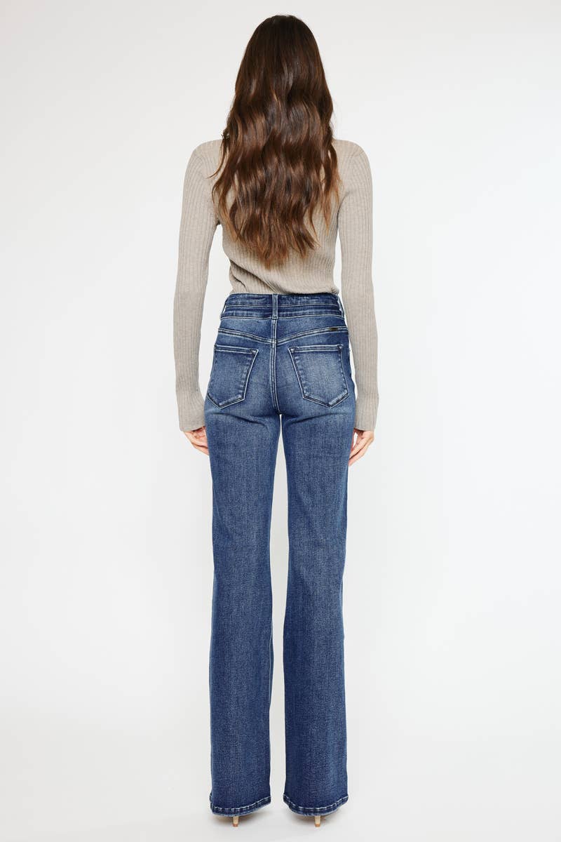 Kan Can High Rise Flares | Dark Denim