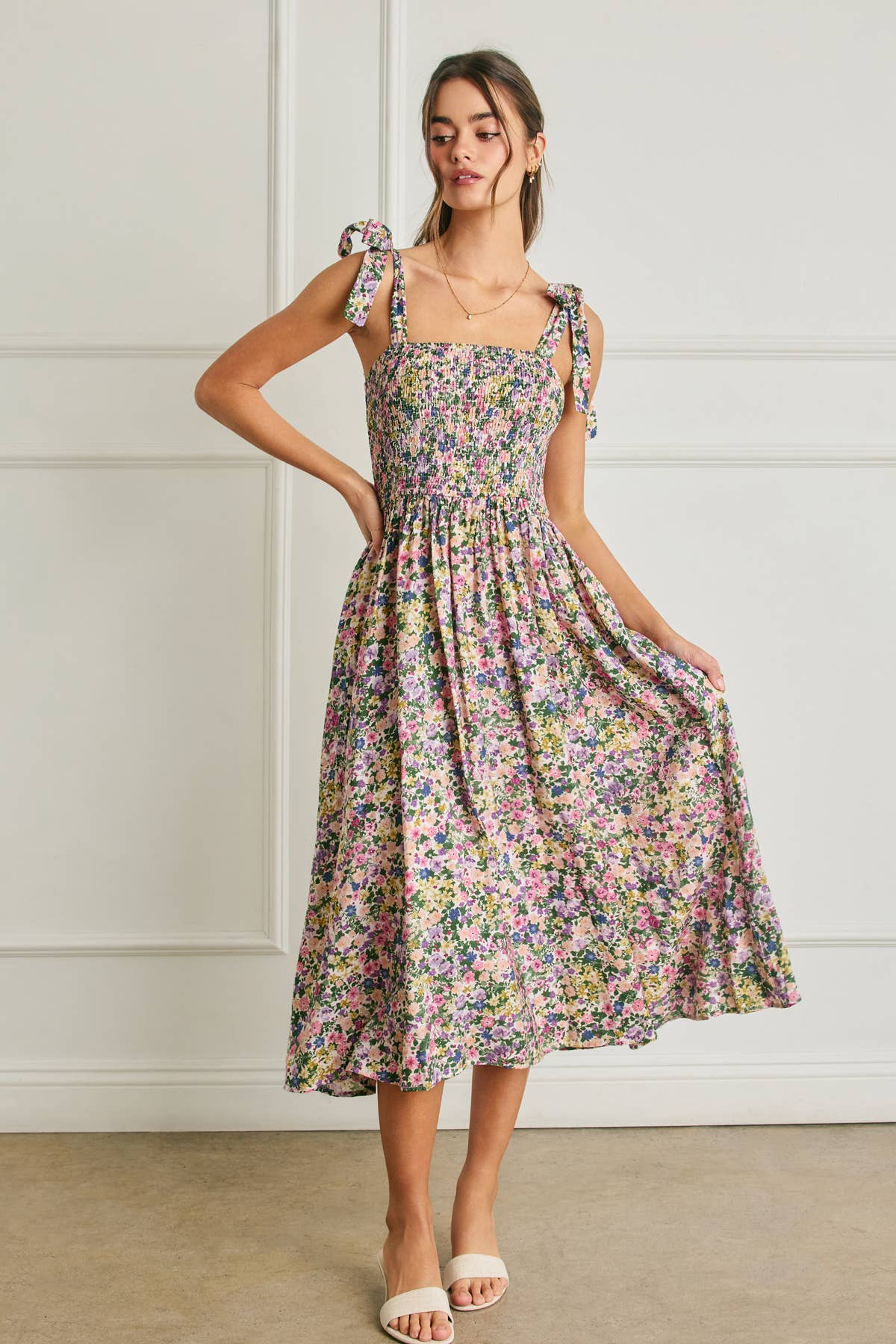 Floral Smocked Midi Dress