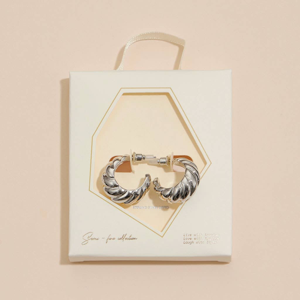 Twisted 18K Gold Dip Open Hoop Earrings