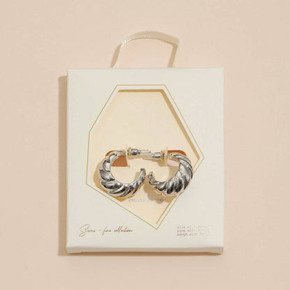 Twisted 18K Gold Dip Open Hoop Earrings