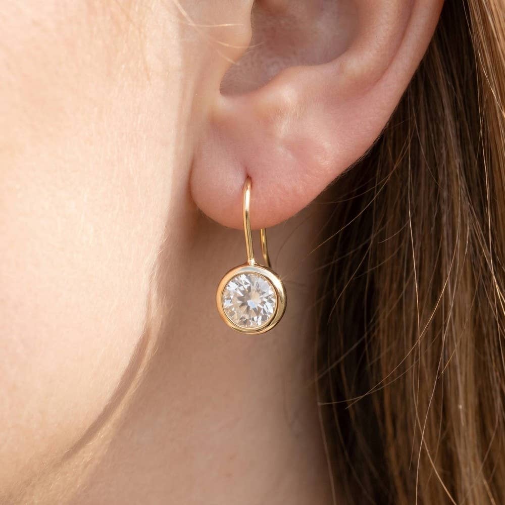 Radiant Round Bezel Drop Earrings
