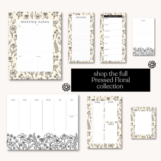 Pressed Floral Magnetic Grocery Notepad