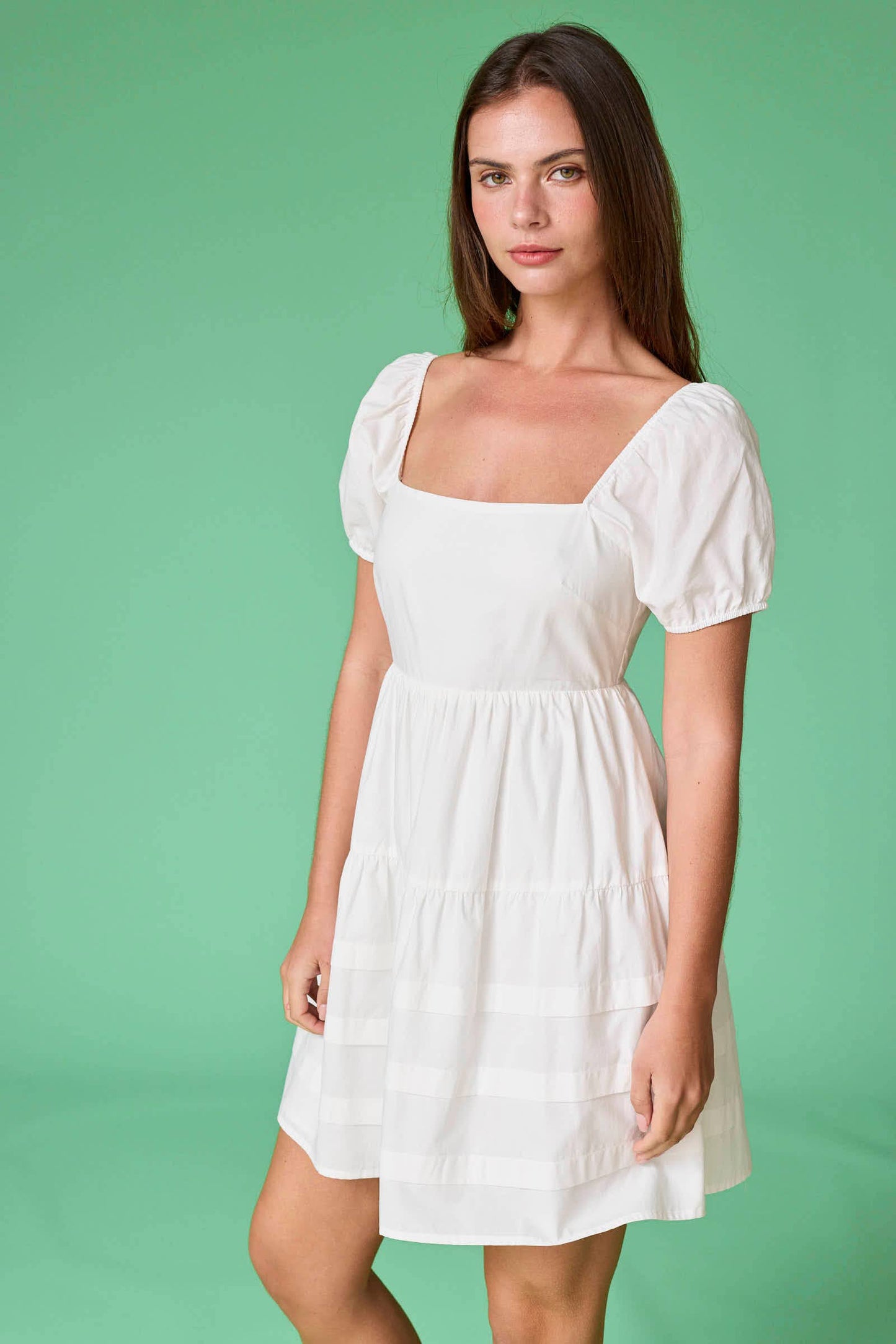 Puff Sleeves Mini Dress