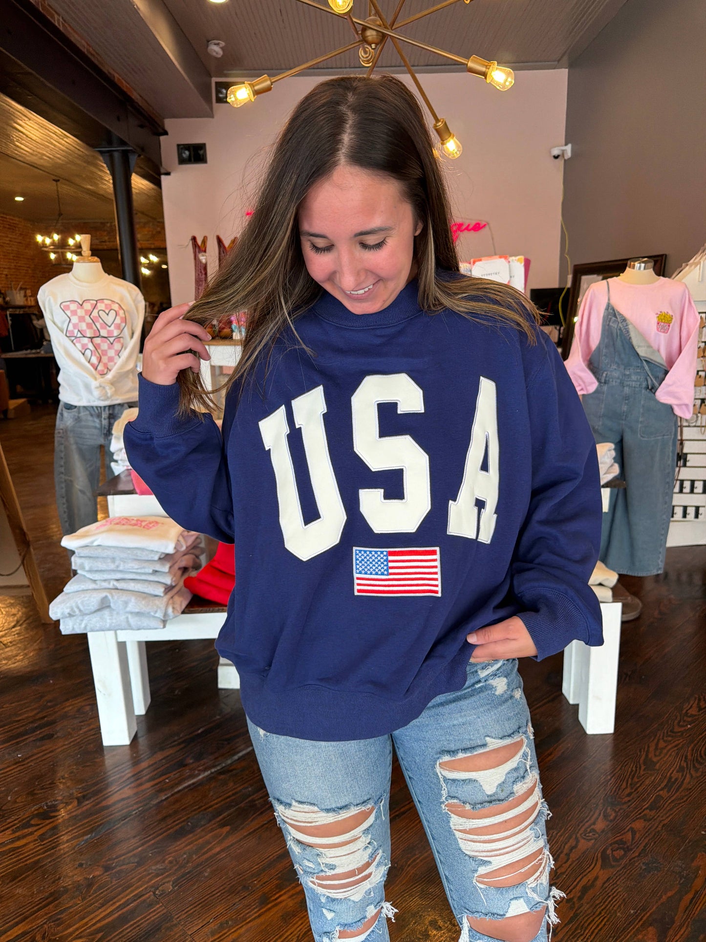 USA Embroidered Mockneck 