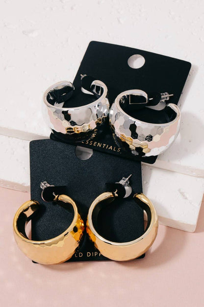 Faceted Wide Hoop Earrings