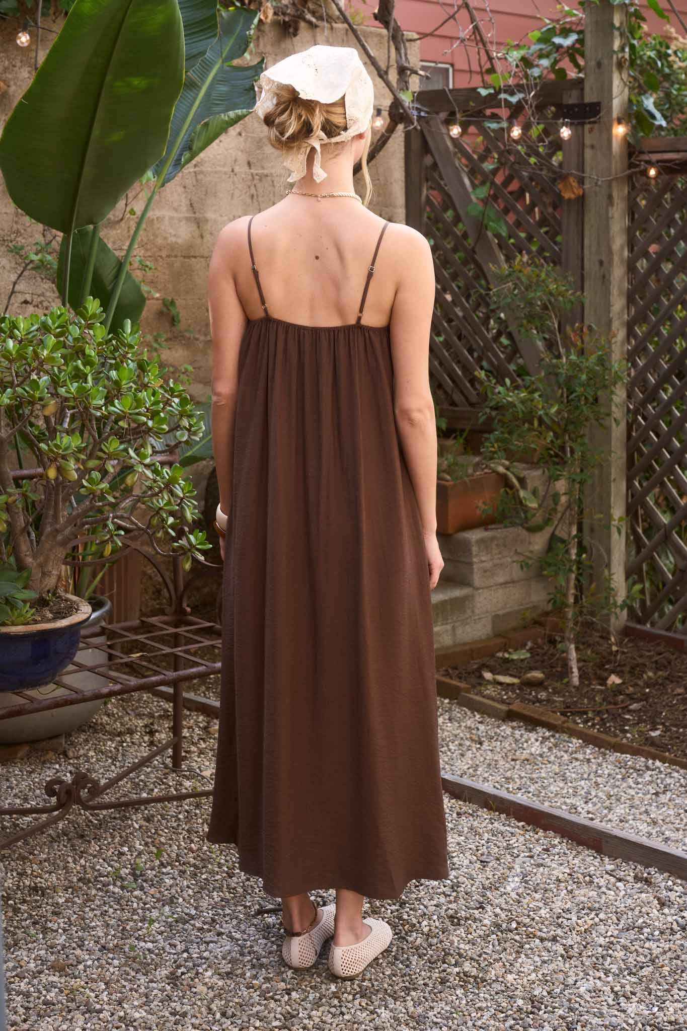 Stevie Linen Pin-tuck Maxi Dress