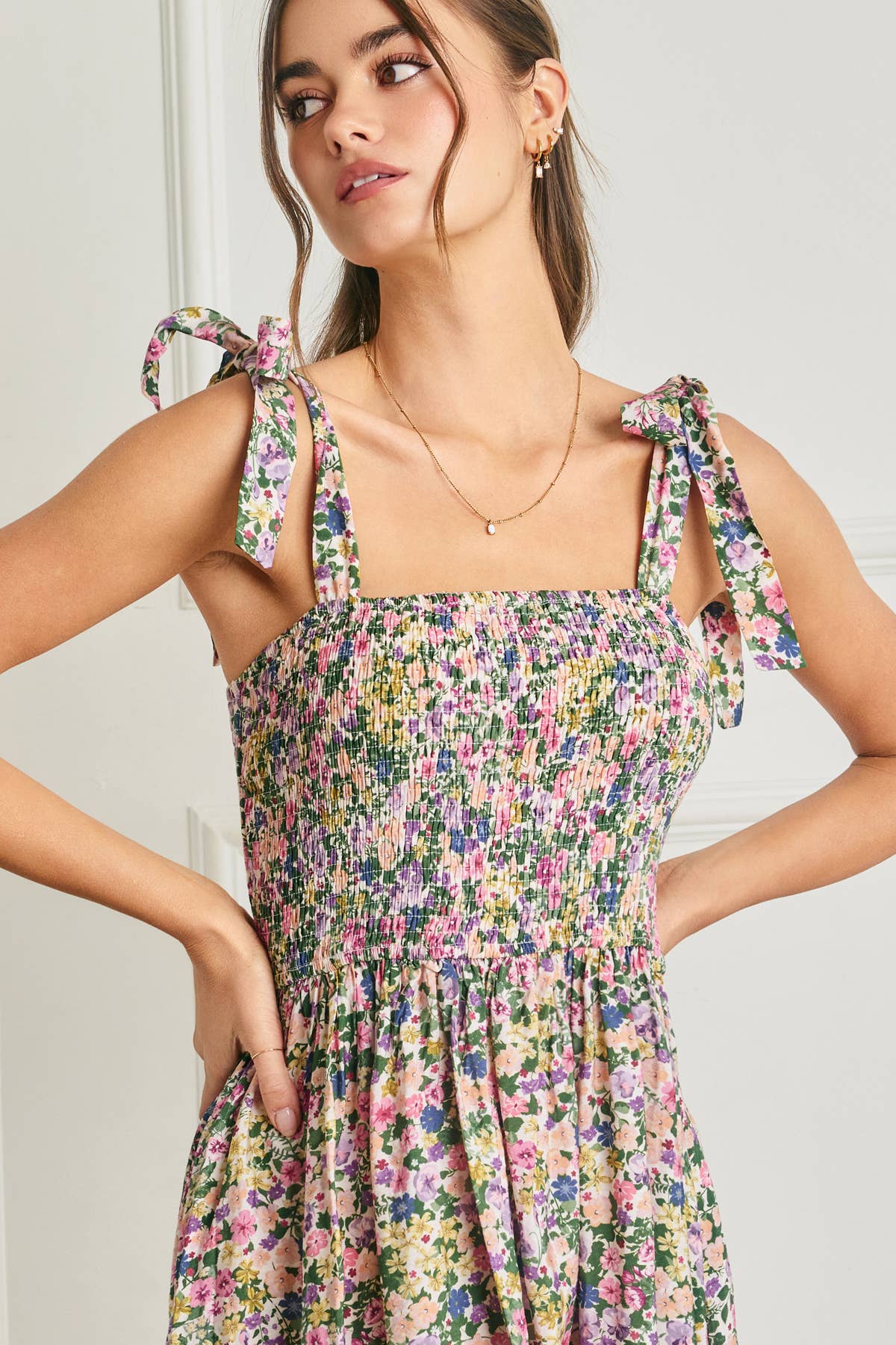 Floral Smocked Midi Dress