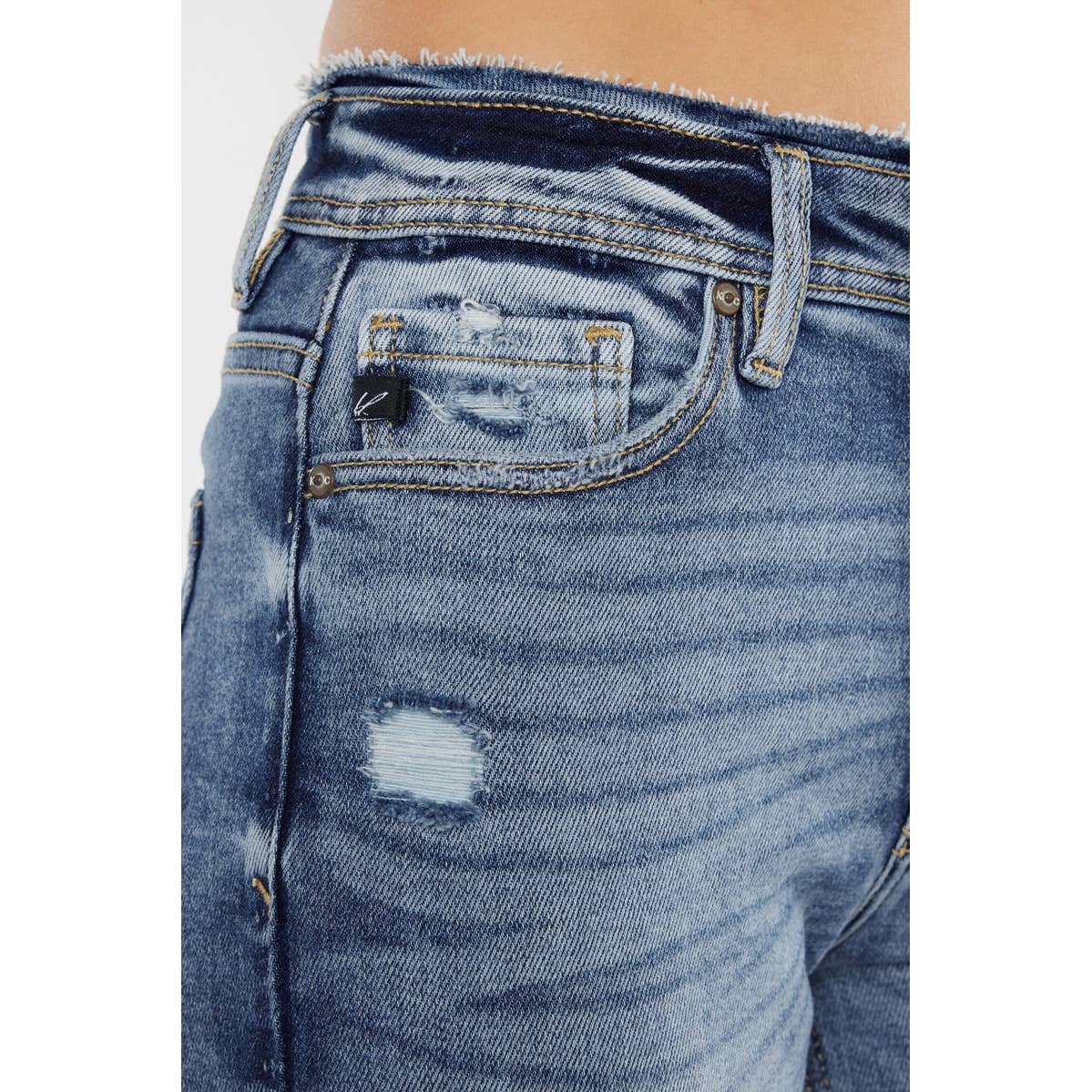 High Rise Distressed Mom Jeans | Medium Wash