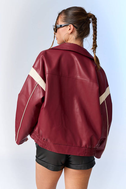Ellie Faux Leather Racer Jacket