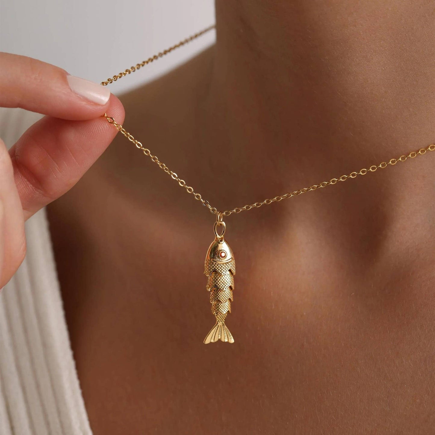 18K Gold Stainless Steel Fish Necklace