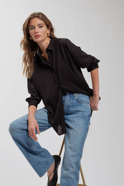 Eden Pinstripe Button-Down Top