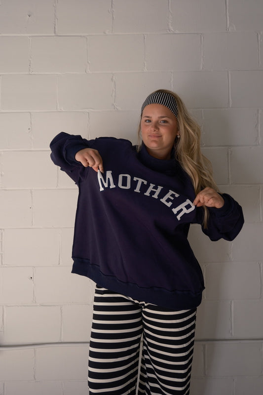 'MOTHER' Embroidered Mock Neck Sweatshirt