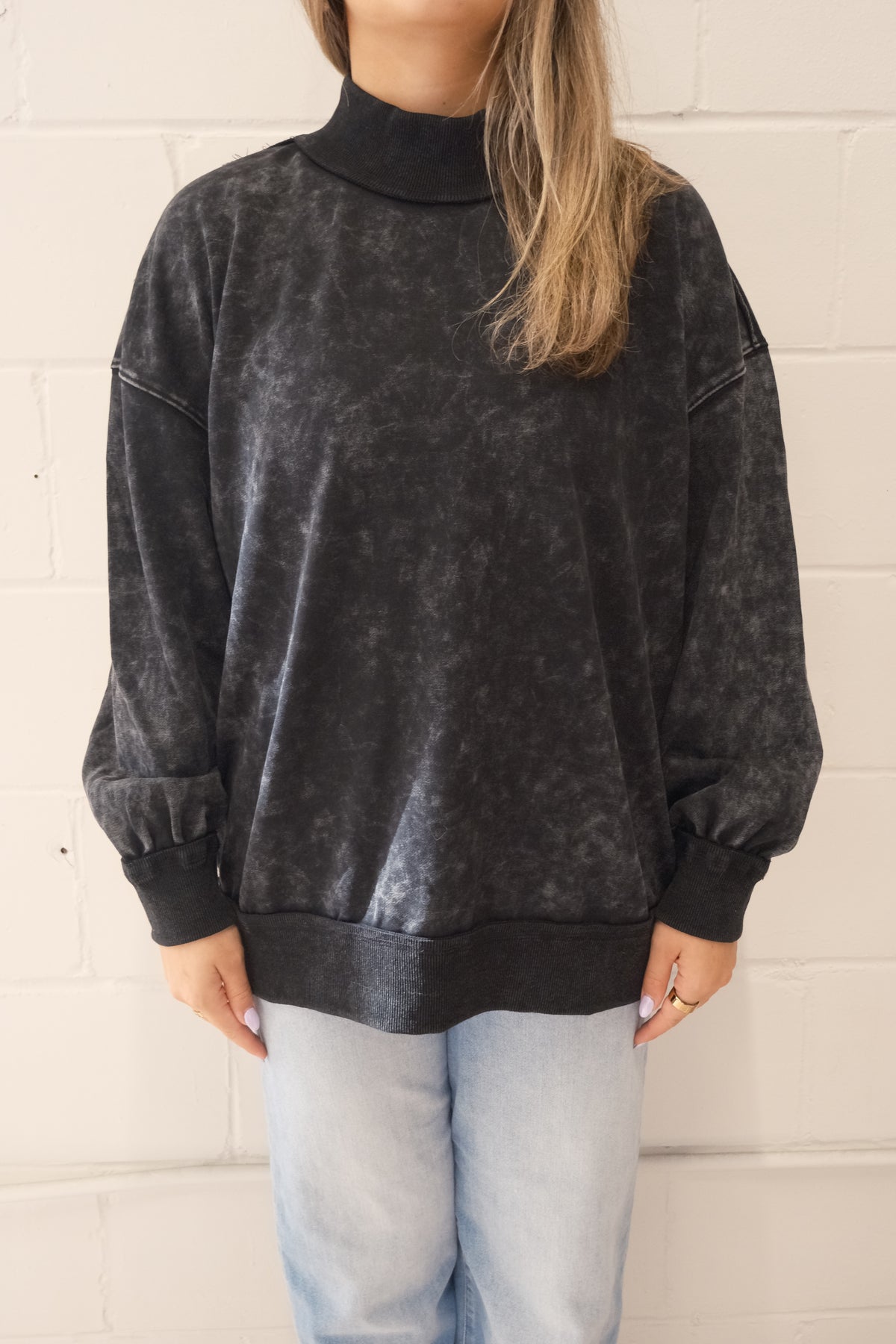 Vintage Wash Mock Neck
