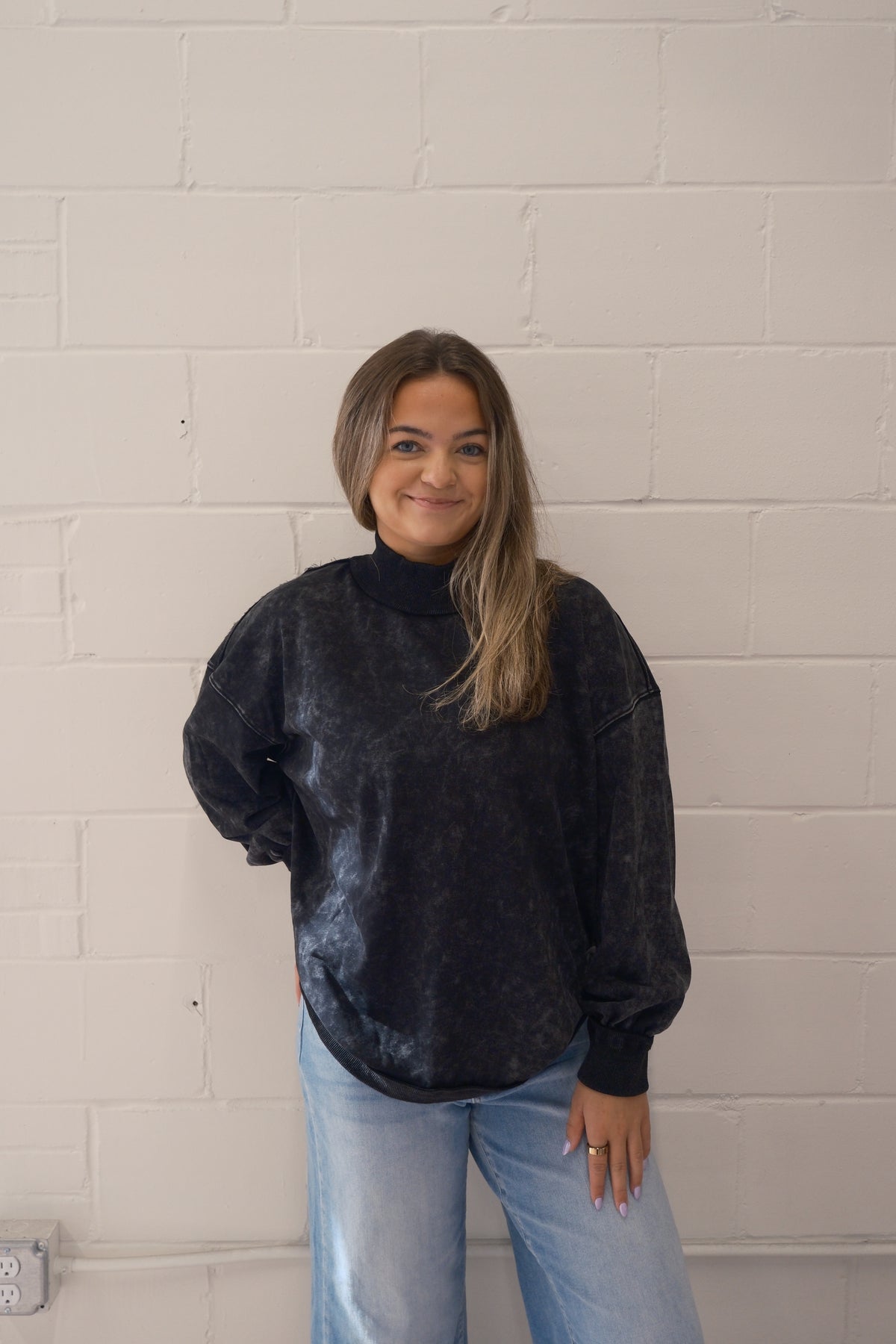 Vintage Wash Mock Neck