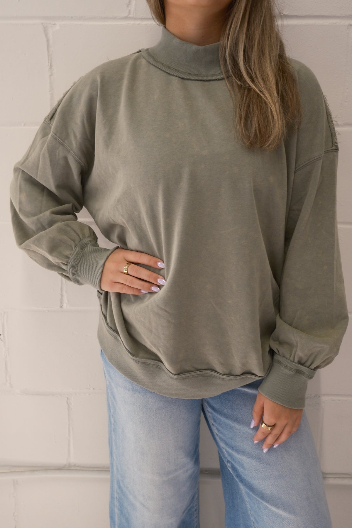 Vintage Wash Mock Neck