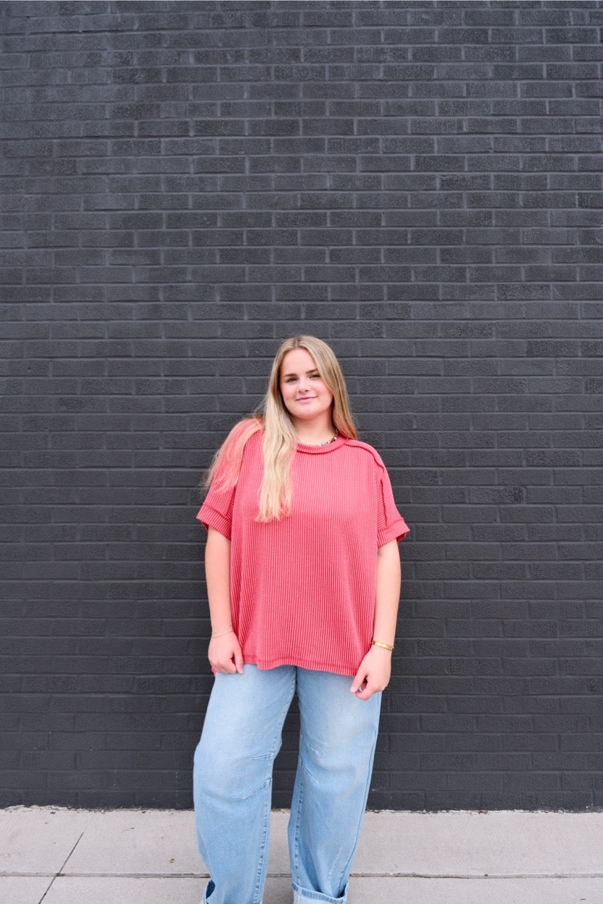 Plus Sunny Side Ribbed Top