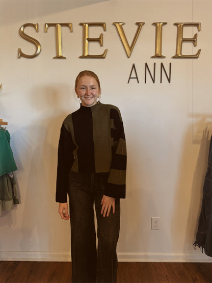 Olive Color-Block Sweater