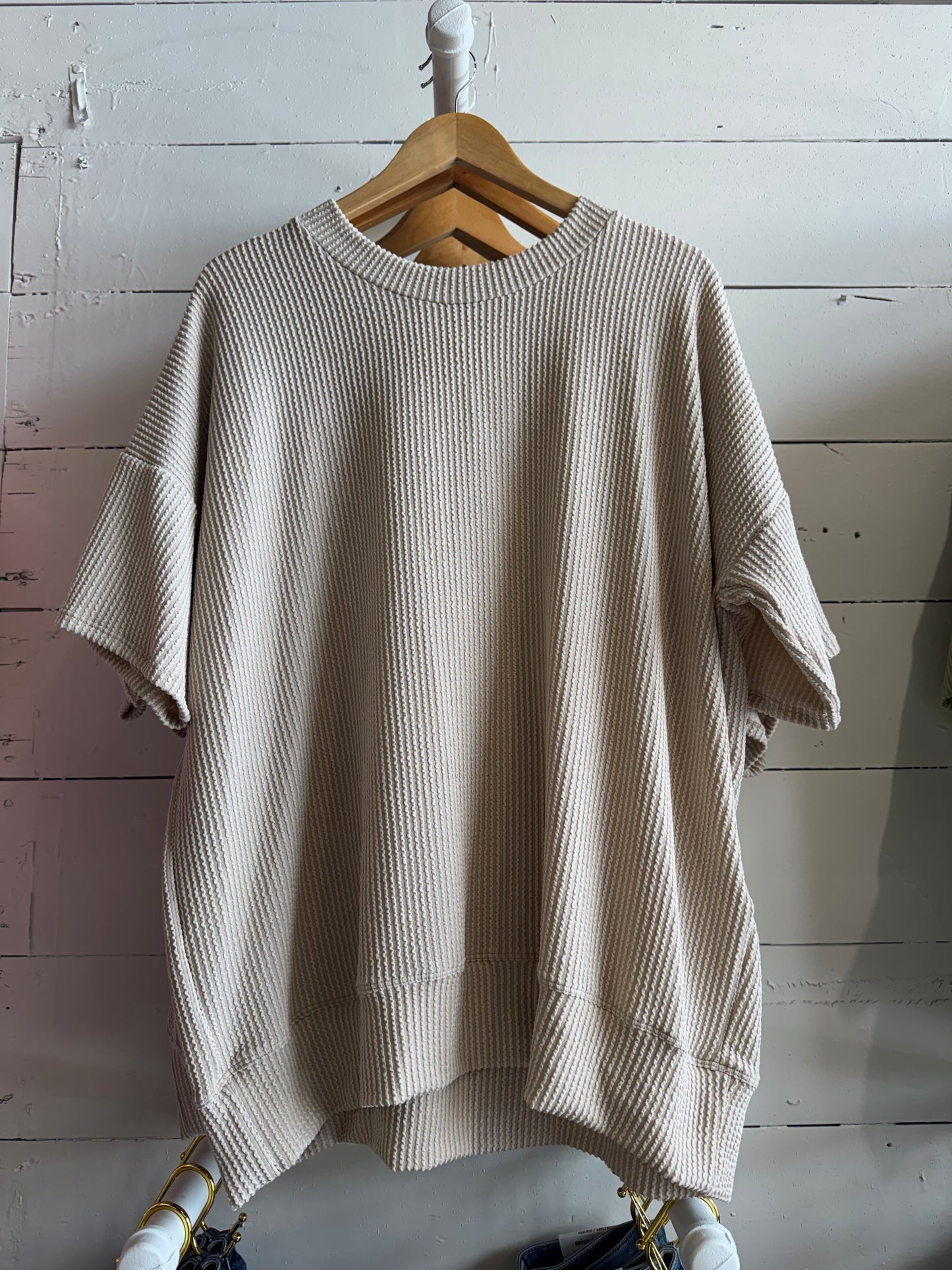 Wave Rib Short Sleeve Oversized Crewneck