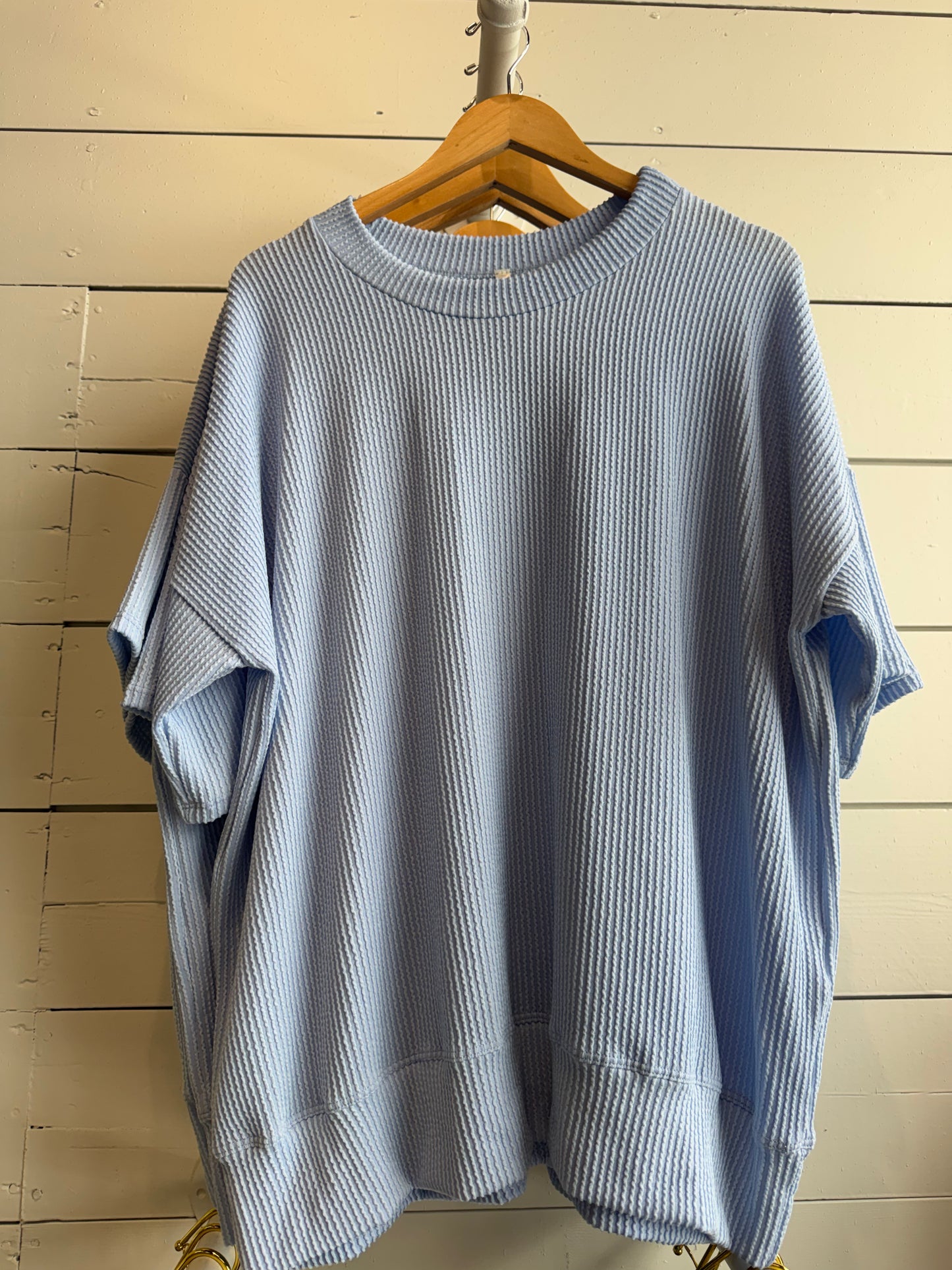 Wave Rib Short Sleeve Oversized Crewneck