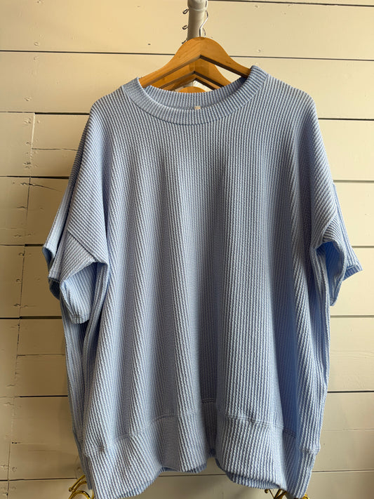 Wave Rib Short Sleeve Oversized Crewneck