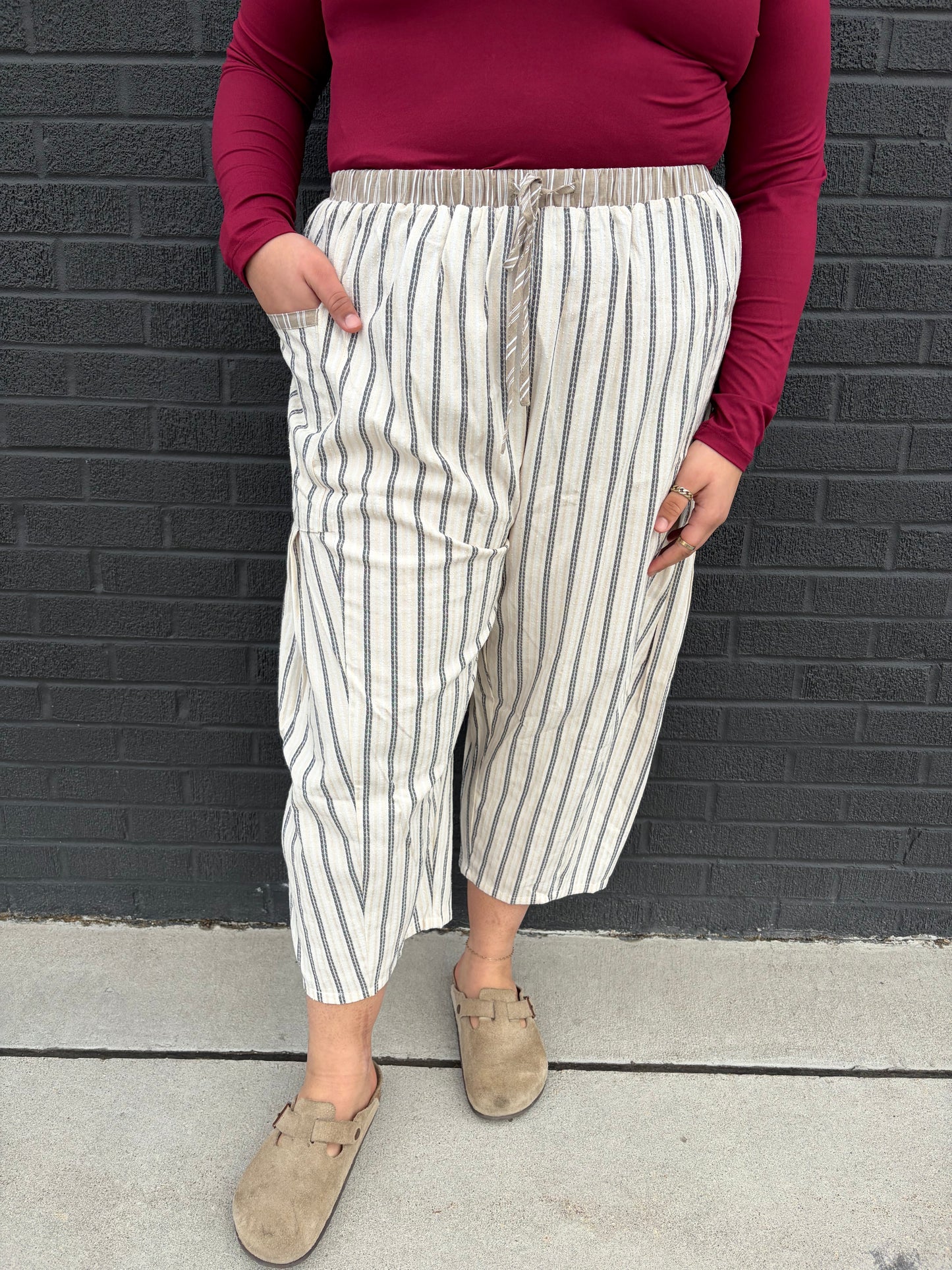Plus Textured Cropped Pants